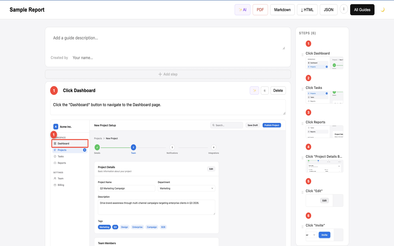 StepSkript editor with steps
